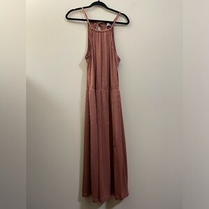 NWT ASOS‎ Halter Deep Rose Sheen Midi Dress - 12